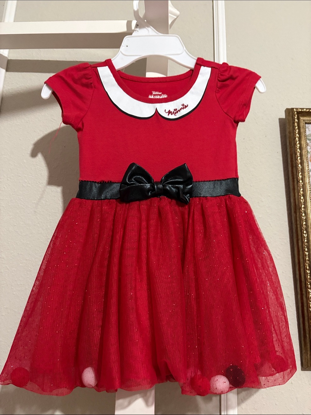 Disney Minie Mouse Red Tulle Dress with Black Satin Bow
